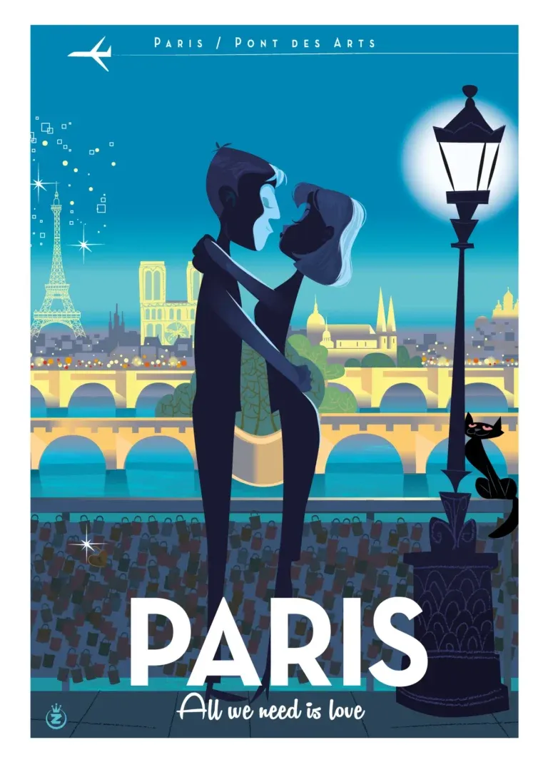 Affiche tirage d&#39;Art &quot; Paris Love &quot; Monsieur Z.