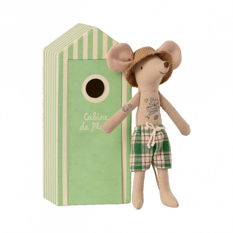 Papa souris et cabine de plage Maileg