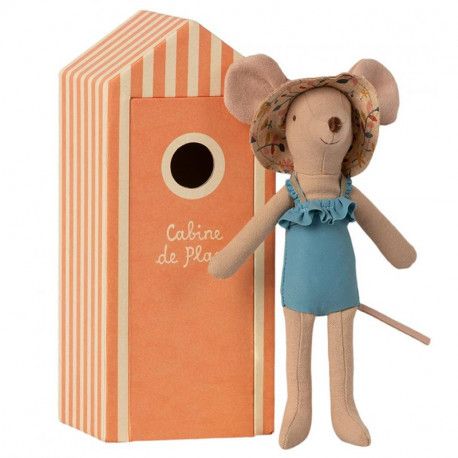 Maman souris et cabine de plage Maileg