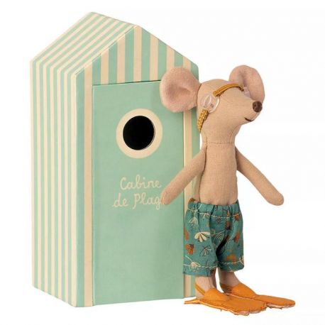 Souris Grand frère et cabine de plage Maileg