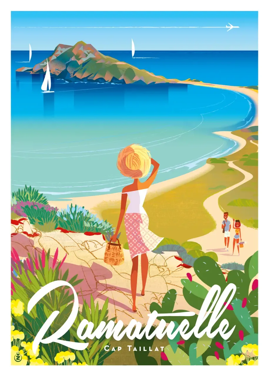 Affiche tirage d&#39;Art &quot;Ramatuelle Cap Taillat&quot; Monsieur Z.