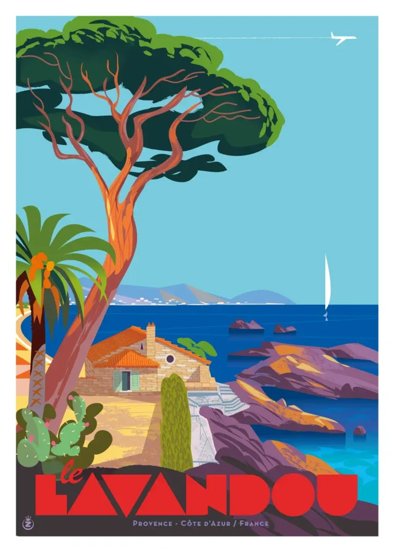 Affiche tirage d&#39;Art &quot;Saint Clair pin rocher Le Lavandou&quot; Monsieur Z.