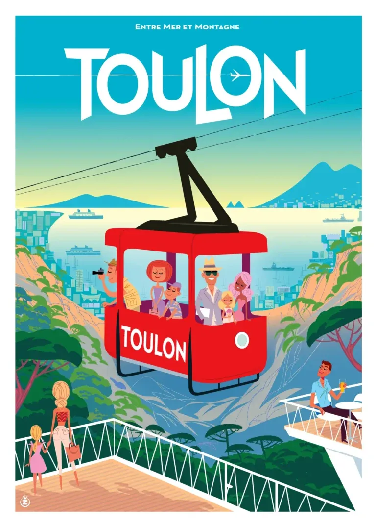 Affiche tirage d&#39;Art &quot;Toulon téléphérique&quot; Monsieur Z.