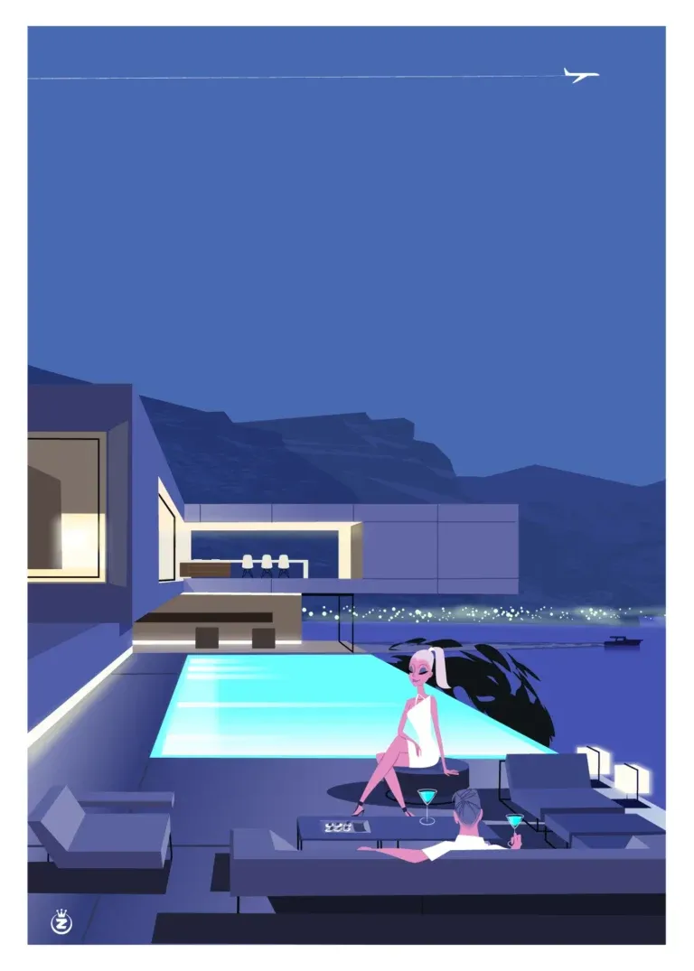 Affiche tirage d&#39;Art &quot;Cocktail Modern Night&quot; Monsieur Z.
