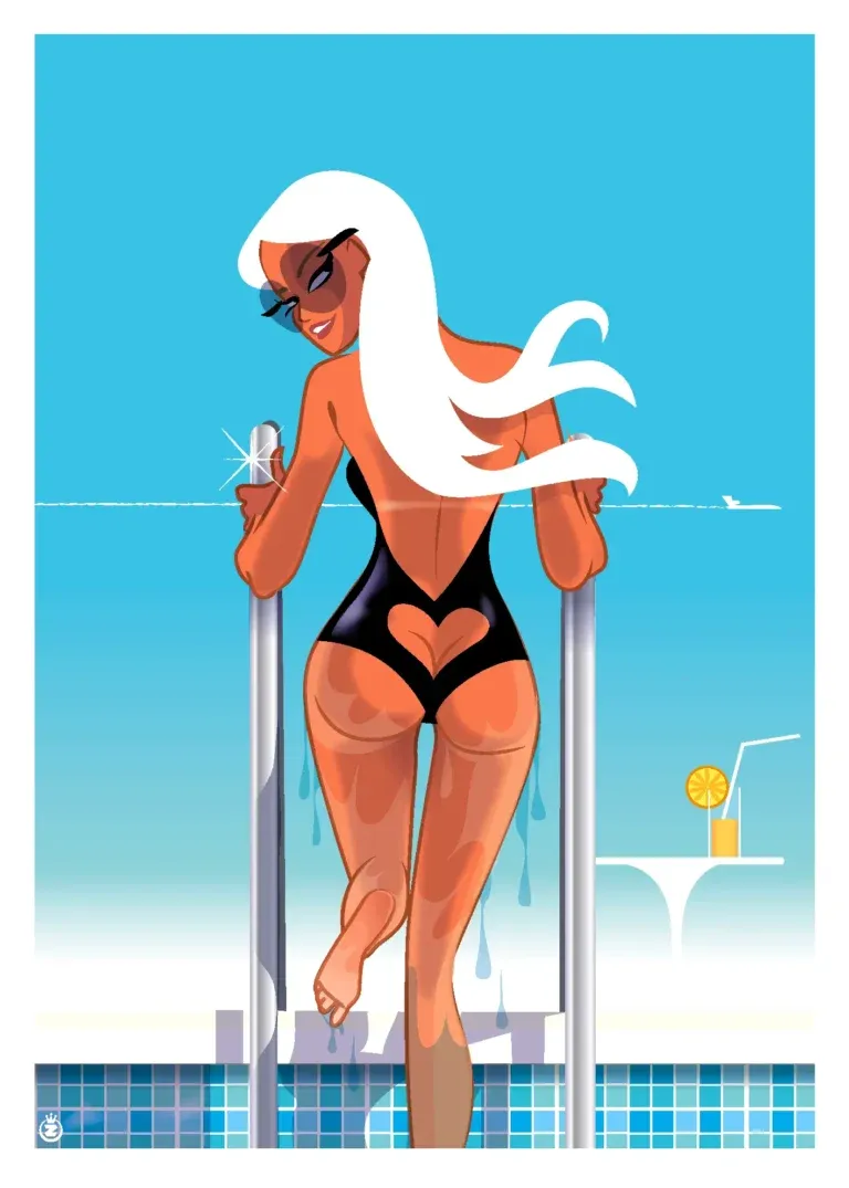 Affiche tirage d&#39;Art &quot;Fille sortant du bain&quot; Monsieur Z.