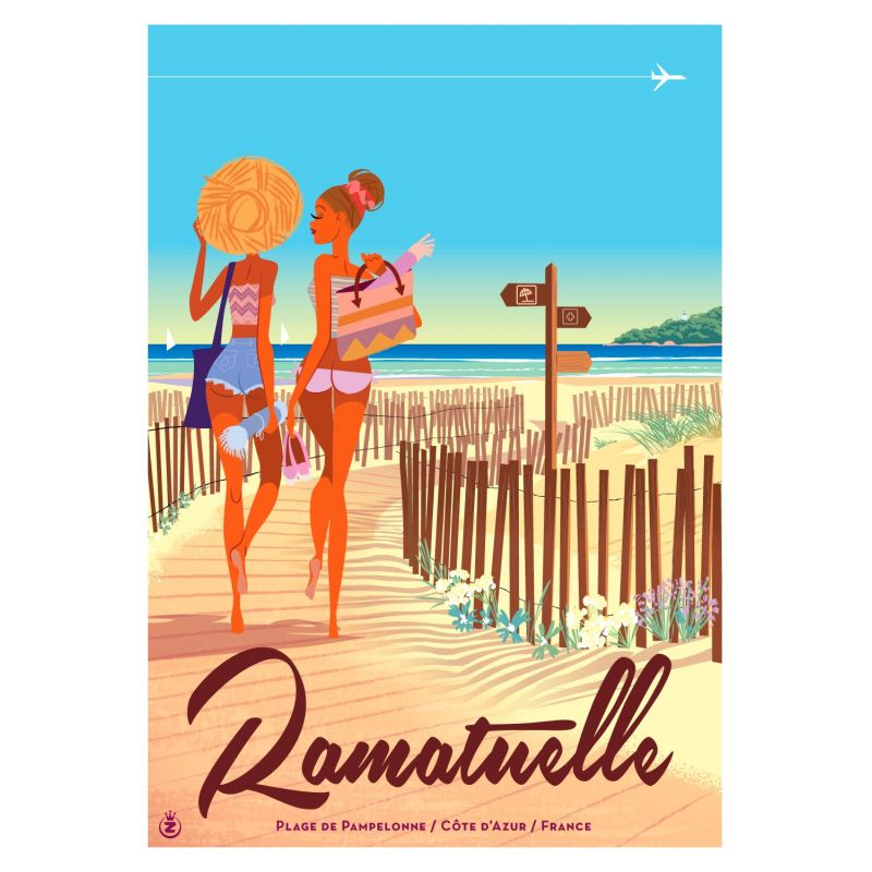 Affiche tirage d'Art "Ramatuelle Plage de Pampelonne" Monsieur Z.