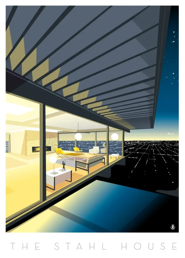 Affiche tirage d'Art " The Stahl House " Monsieur Z