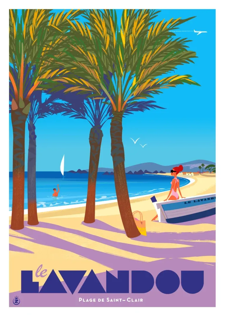 Affiche tirage d'Art "Plage Saint Clair Le Lavandou" Monsieur Z.