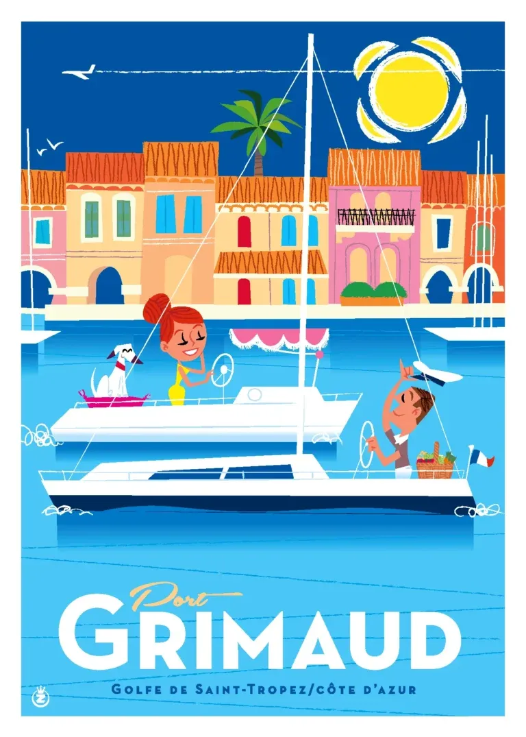 Affiche tirage d'Art "Grimaud port" Monsieur Z.