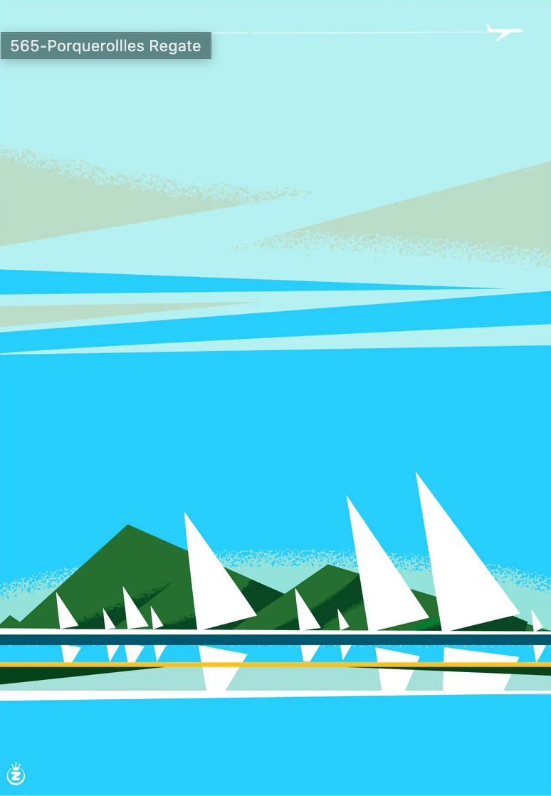Affiche tirage d'Art "Porquerolles Régates" Monsieur Z.