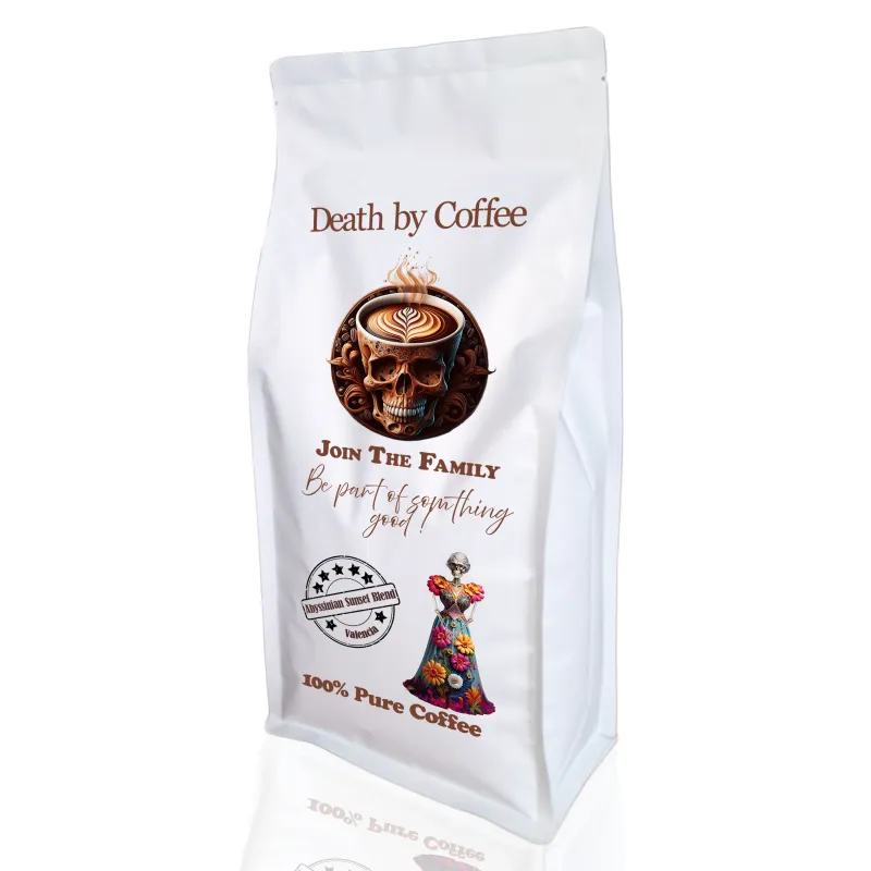 Front side view of Abyssinian Sunset Blend | Valencia | Medium Dark Roast.