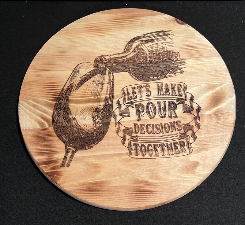 9” x 9” engraved Pour Decisions
