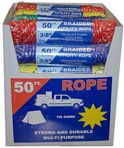 BRAIDED UTILITY ROPE - 3/8" - BOX OF 30- DELETE