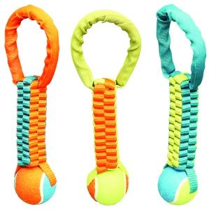 NYLON TENNISBALL TUG PET TOY