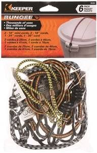 ASSORTED ELASTIC BUNGEE CORD 6PK