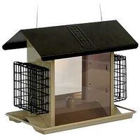 METAL-PLEXIGLASS BIRD FEEDER W/SUET HOLDERS