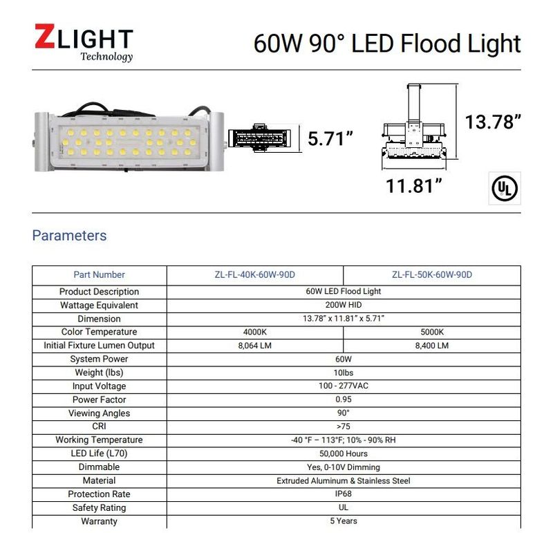 Zlight LED Flood Light (60W)