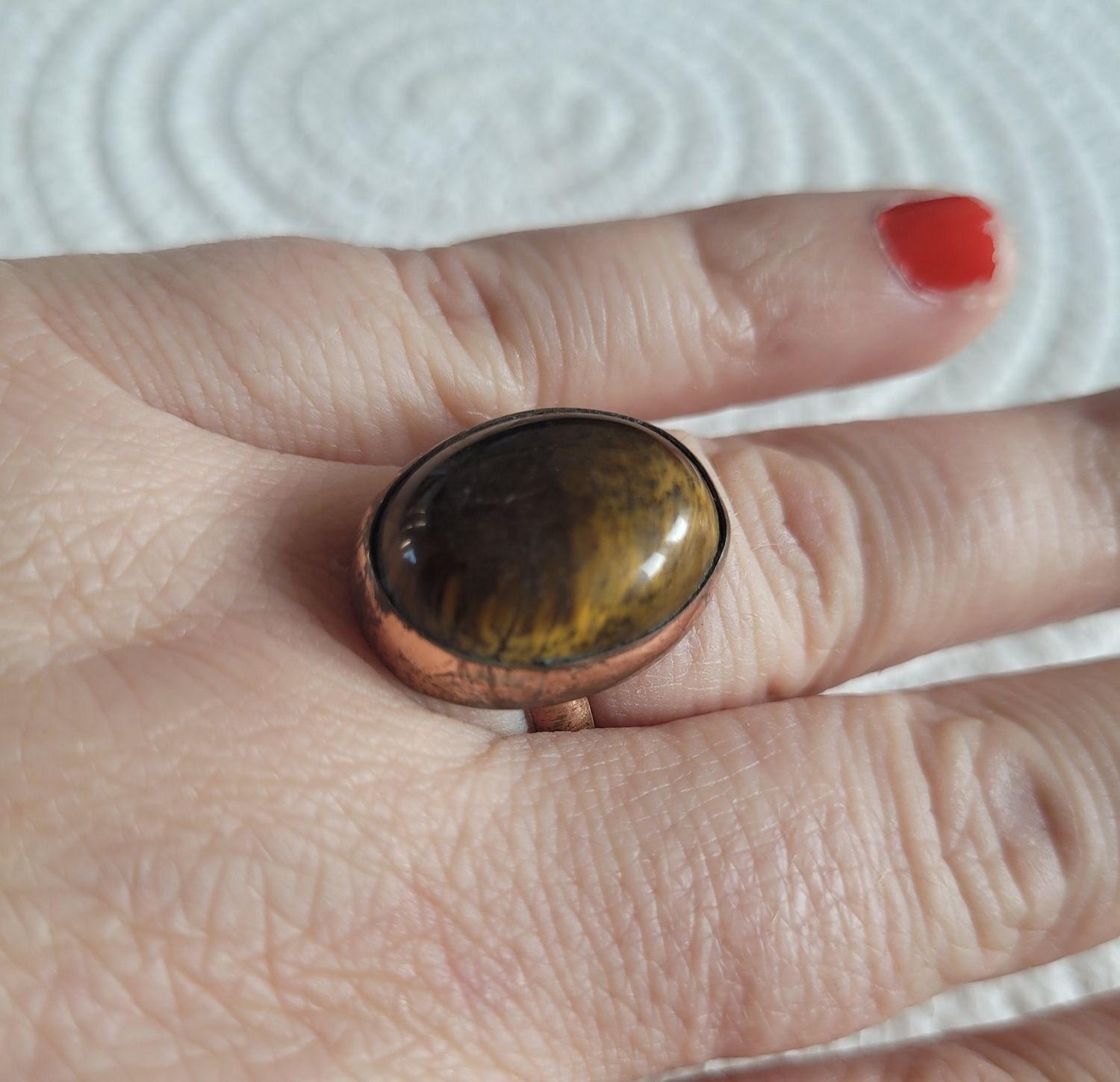 Bague ovale œil de tigre