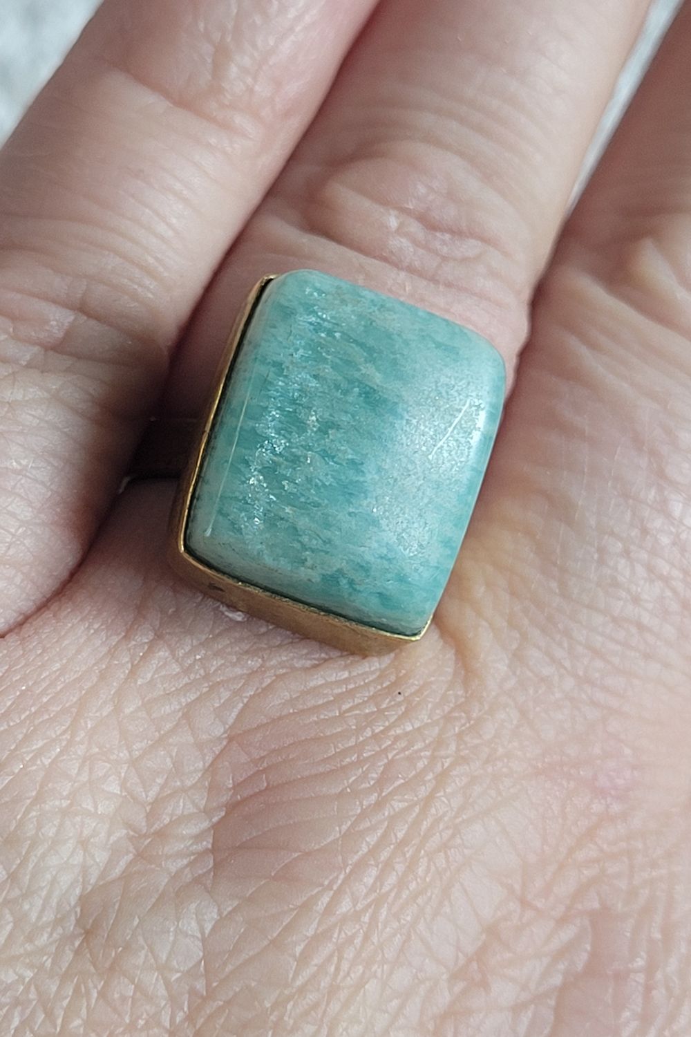 Bague carrée amazonite