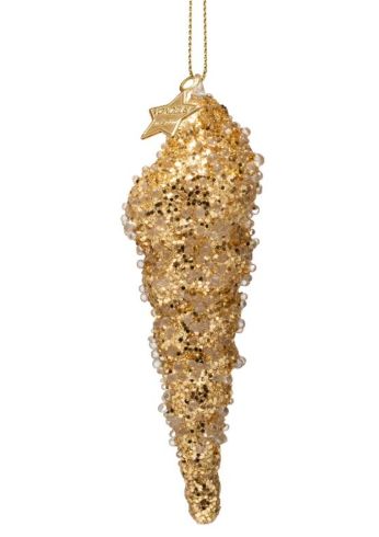 Ornament glass shell allover caviar glitter 13cm