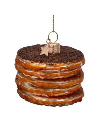 Ornament glass Dutch stroopwafel H4.5cm