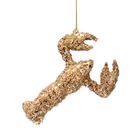 Ornament glass gold lobster H14cm