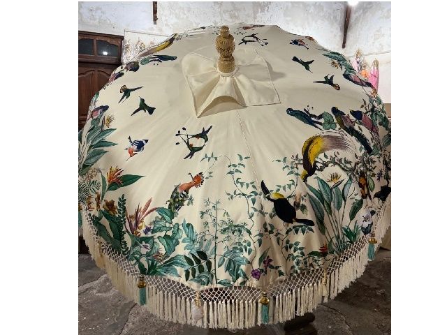 Parasol Bali Creme Met Vogels D185 H245 cm