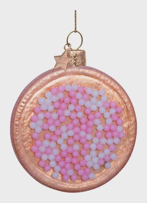 Ornament glass pink/white Dutch beschuitje H8.5cm w/box