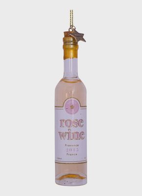 Ornament glass rose wine bottle H11cm