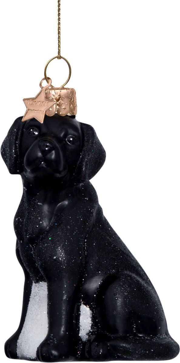 Ornament glass black matt labrador H9cm