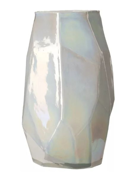 Vase graphic luster white L