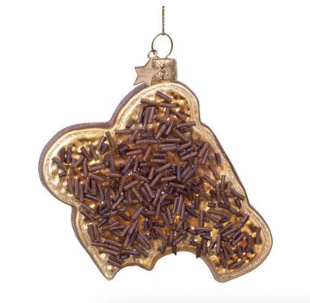 Ornament glass boterham met hagelslag H9cm