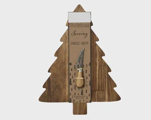 Snijplank acaciahout Kerstboom en mesje