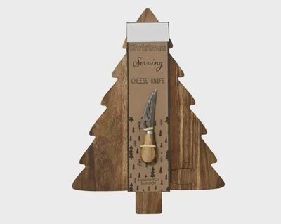 Snijplank acaciahout Kerstboom en mesje