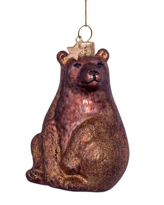 Ornament glass big bear H12cm