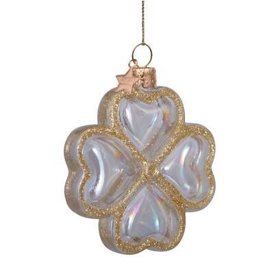 Ornament glass oil transparent clover H8cm