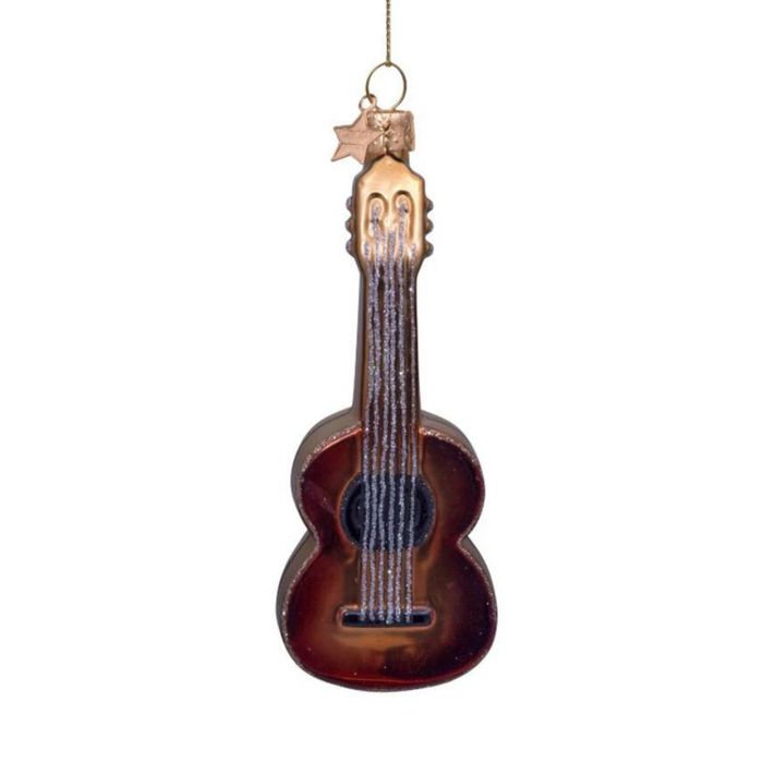 Ornament glass brown guitar H12.5cm