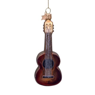 Ornament glass brown guitar H12.5cm