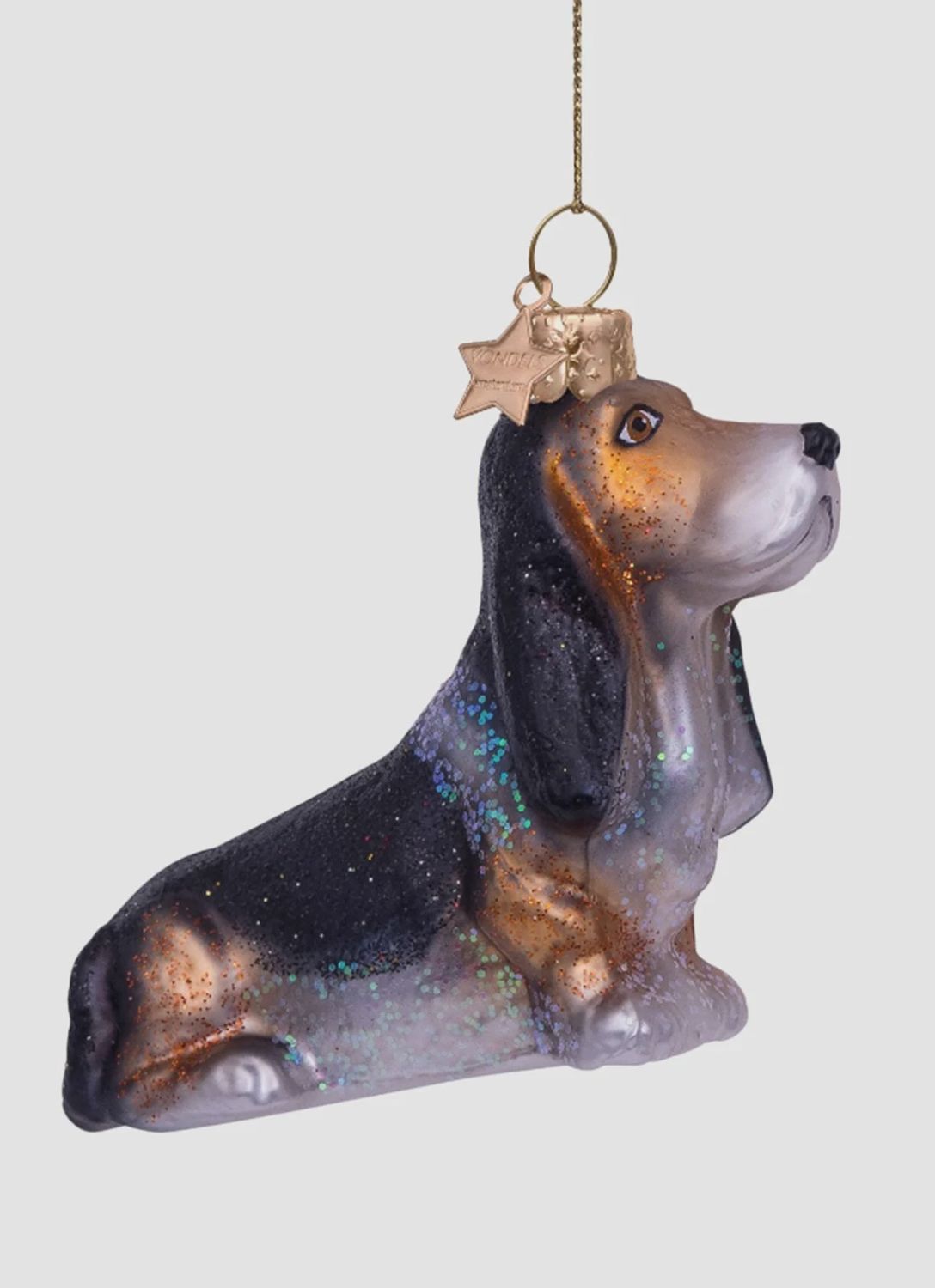 Ornament glass basset dog H7.5cm