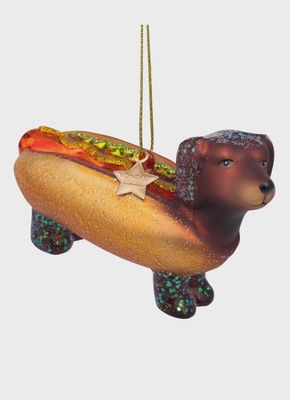 Ornament glass hotdog dachshund H6cm