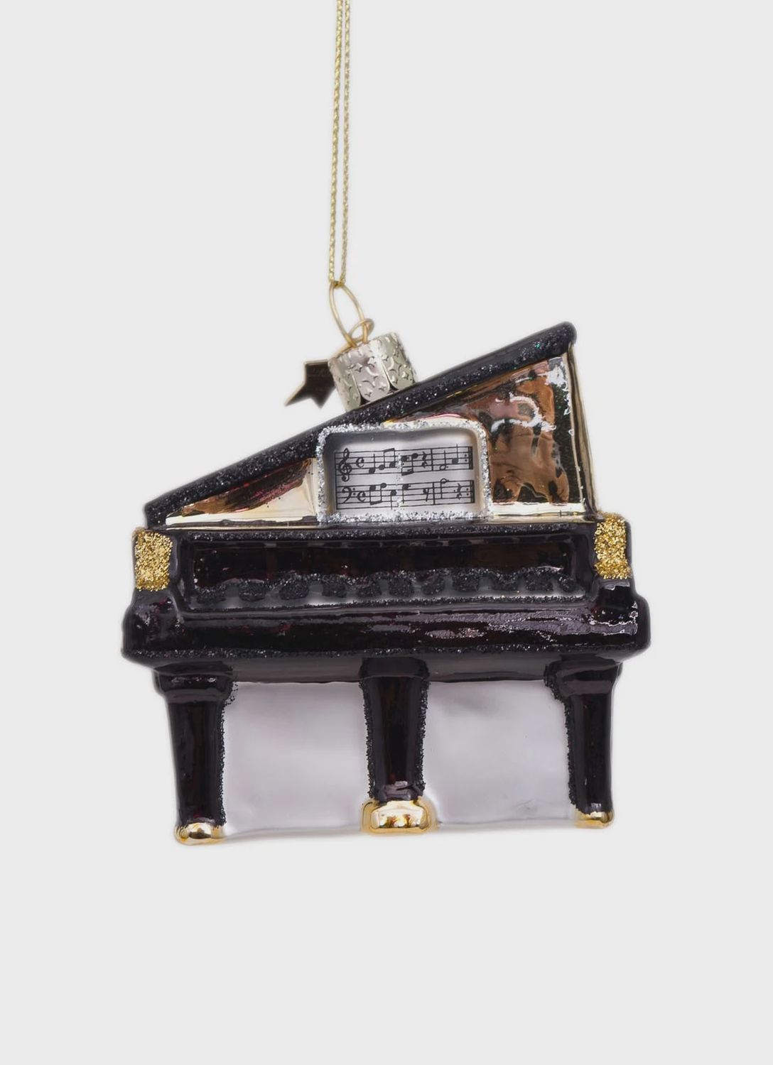 Ornament glass black grand piano H7cm