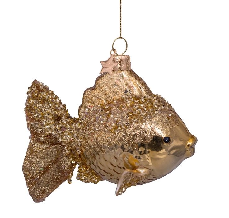 Ornament glass gold fish H10cm