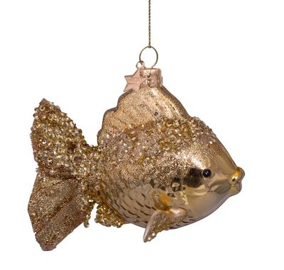 Ornament glass gold fish H10cm