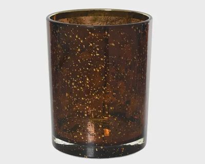 Theelichthouder glas bruin  D.10cm H.12.5cm