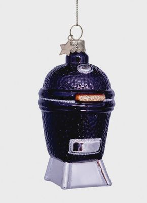 Ornament glass black egg BBQ H11cm