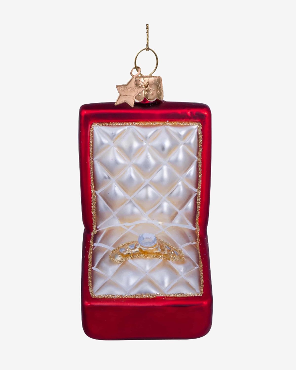 Ornament glass red for yours ring box H7.5cm