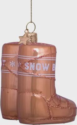Ornament glass powder brown opal snow boots H7.5cm