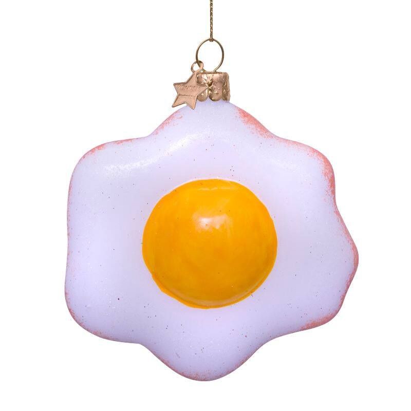 Ornament glass fried egg H10cm
