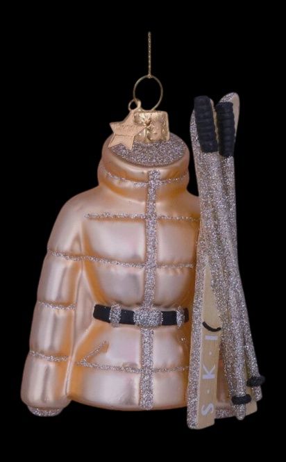 Ornament glass gold ski jacket H10.5cm