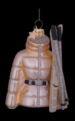Ornament glass gold ski jacket H10.5cm
